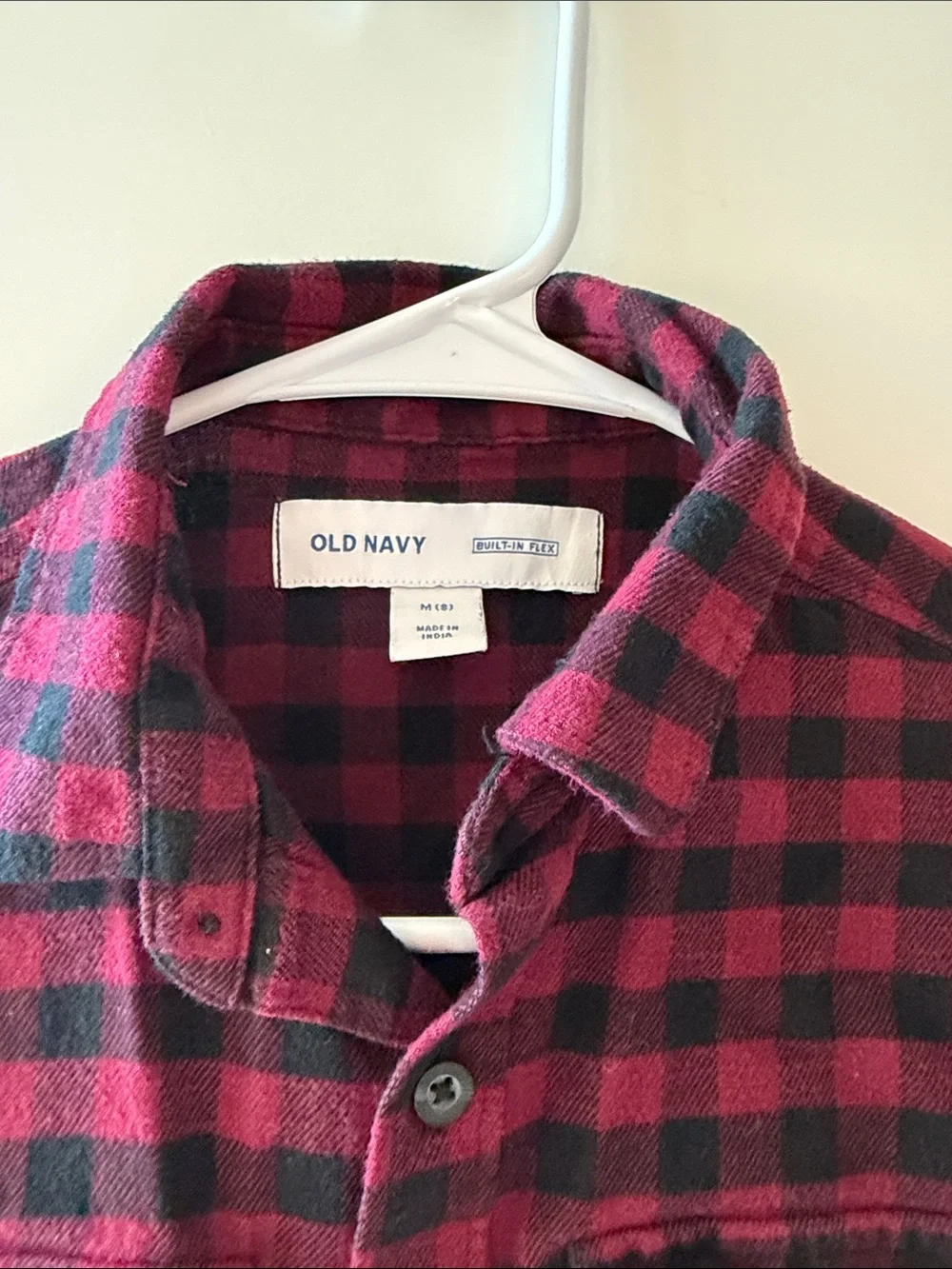 Old Navy Red and Black Plaid Button-Down Shirt